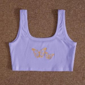 Purple crop too with yellow butterflies